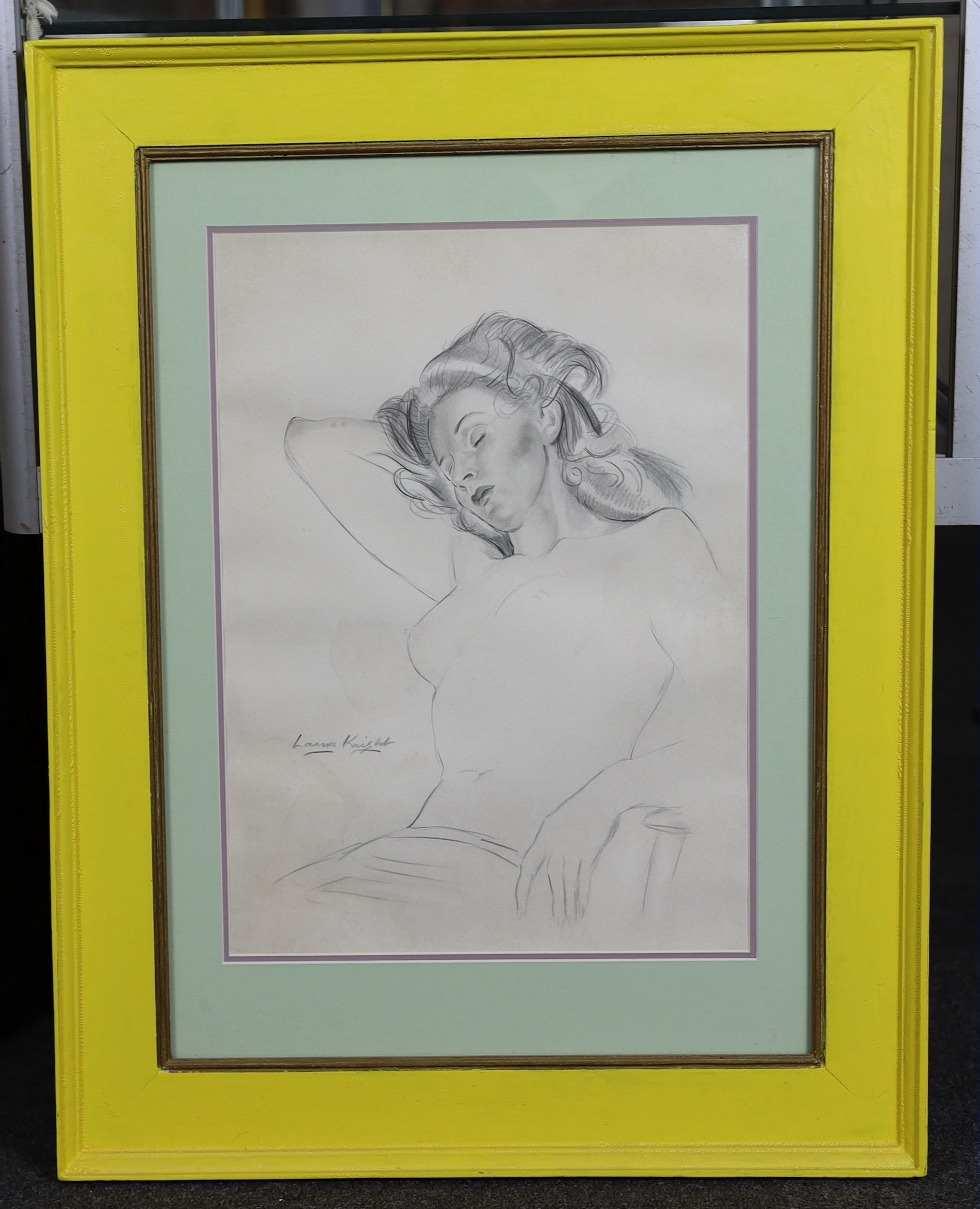 Dame Laura Knight (English, 1877-1970), Study of a sleeping woman, pencil on paper, 42 x 30cm, Please note this lot attracts an additional import tax of 5% on the hammer price